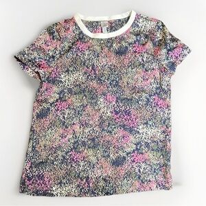 Colorful Satin-Feel Women’s Short Sleeve Shirt sz XS